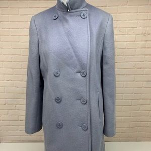 TALBOTS Coat Size 8 Light Blue Wool Peacoat